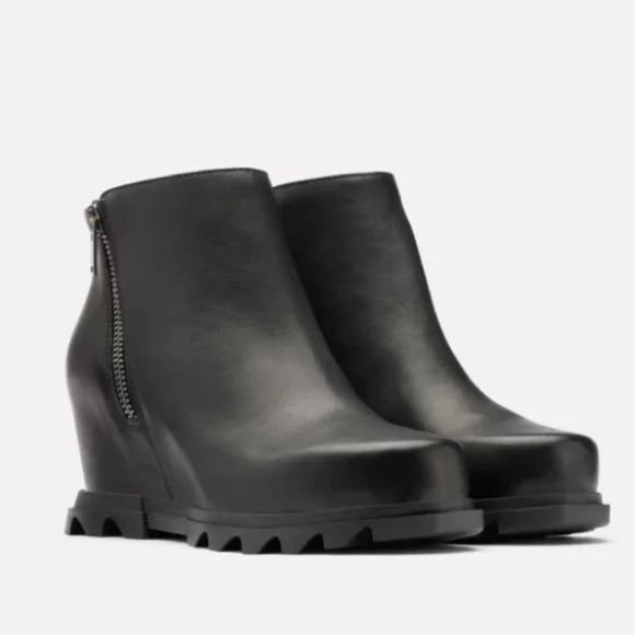 Sorel Joan of Arctic Wedge III Zip Leather Waterproof Boots Black Size 8.5 - Picture 3 of 16